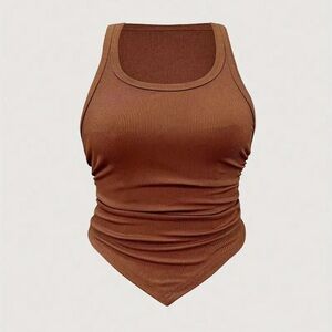 New Ruched Asymmetrical Hem Crop Tank Top